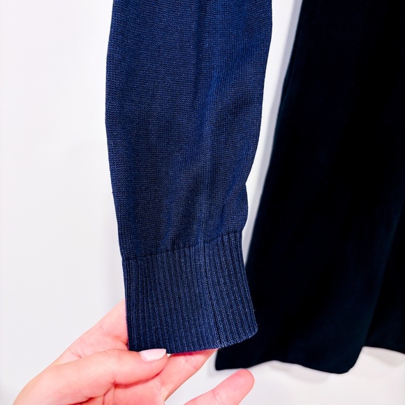 BCBGMAXAZRIA Navy Black Silk Ruffle Long Sleeve Dress | Small * - Picture 5 of 8